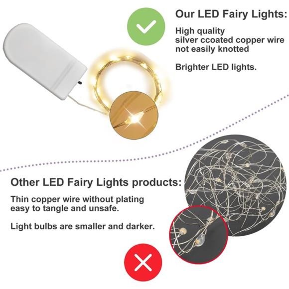 6Pack Fairy Lights Battery Operated String Light 7ft 20 Led Mason Jar Waterproof - Picture 2 of 7